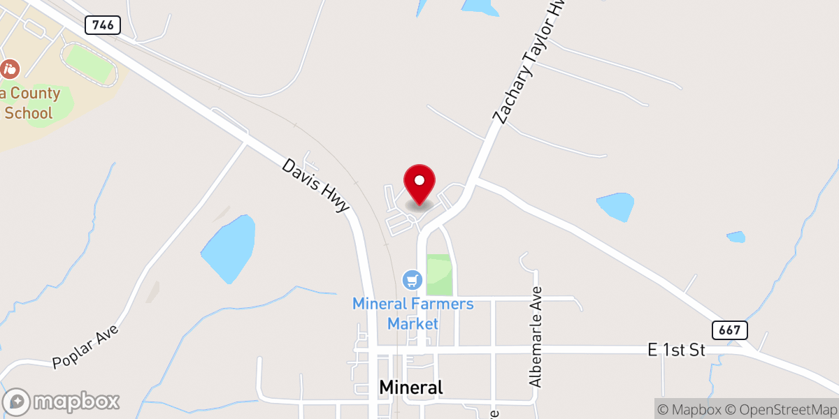Map showing location of Mineral Baptist Church