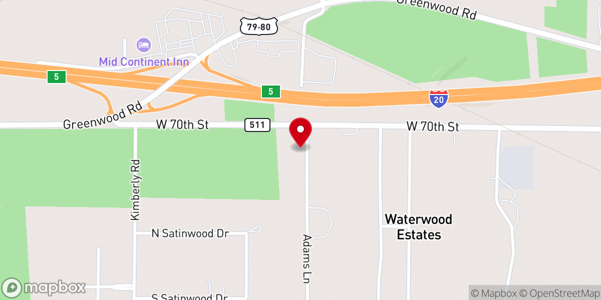 Map showing location of Greenwood Hills Baptist Church