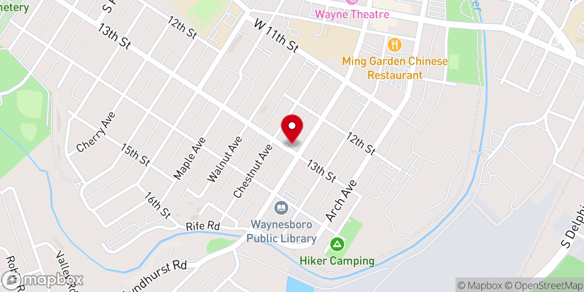 Map showing location of St John's Episcopal Church