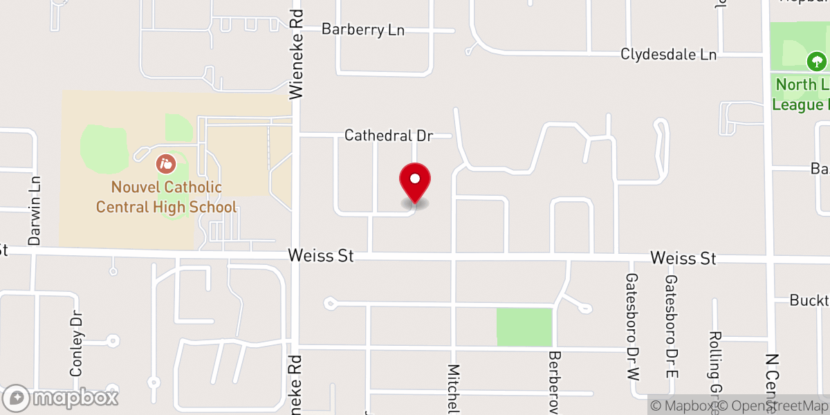Map showing location of Chapel Dr E