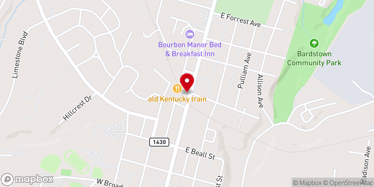 Map showing location of My Old Kentucky Dinner Train