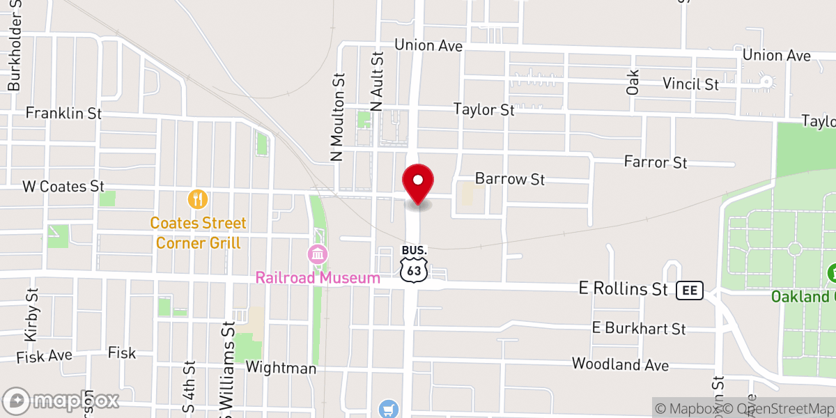 Map showing location of First Christian Church
