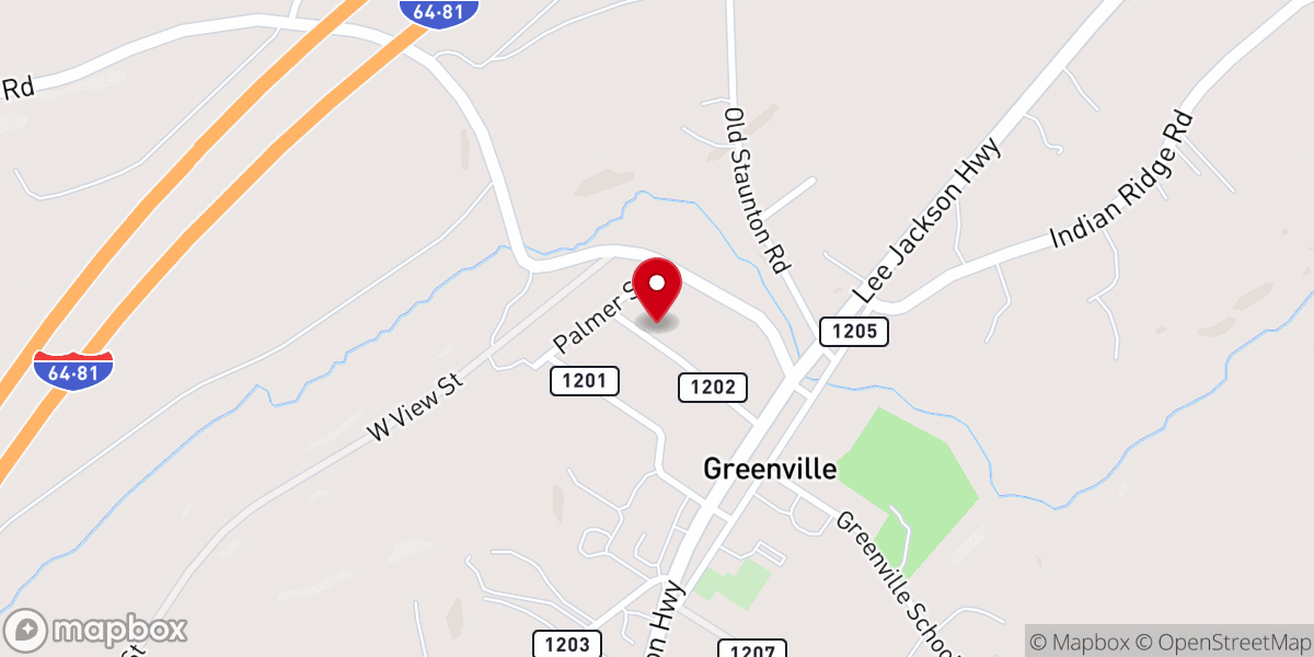 Map showing location of Greenville Baptist Church