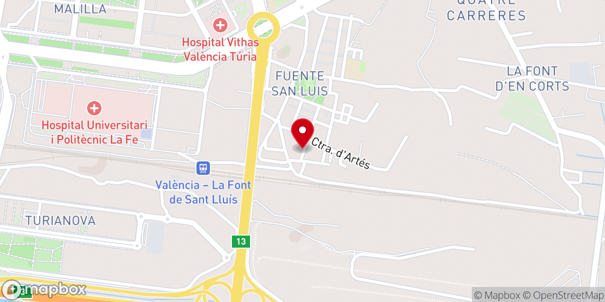 Map showing location of Iglesia Evangélica Pentecostal Asamblea de Dios Comademat-España Valencia Templo Sede