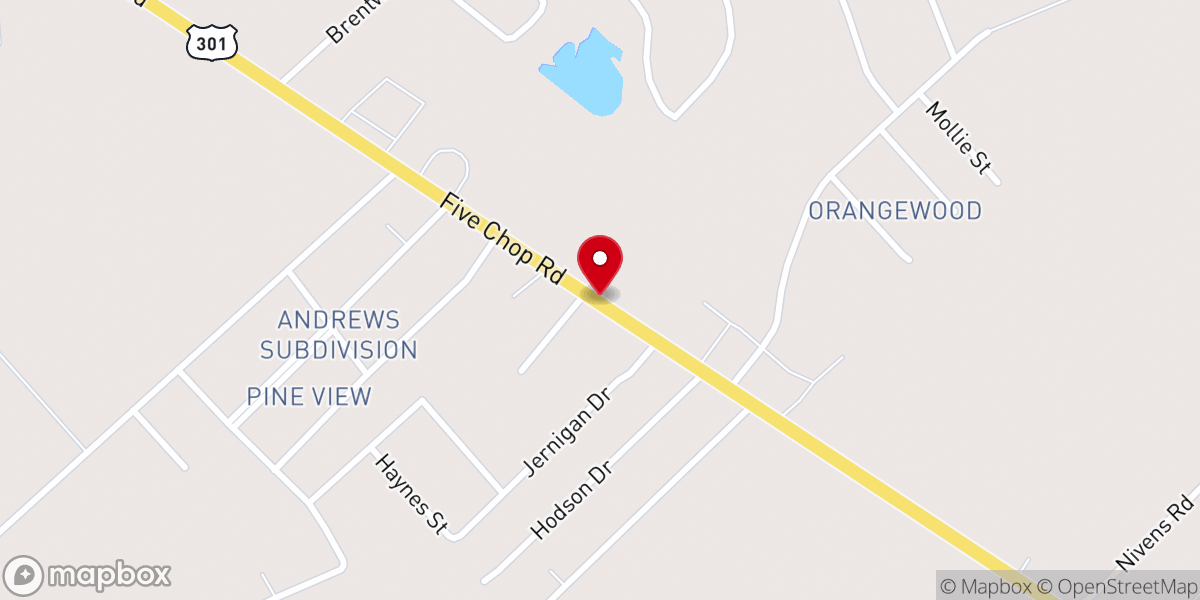 Map showing location of Warren Chapel Baptist Church