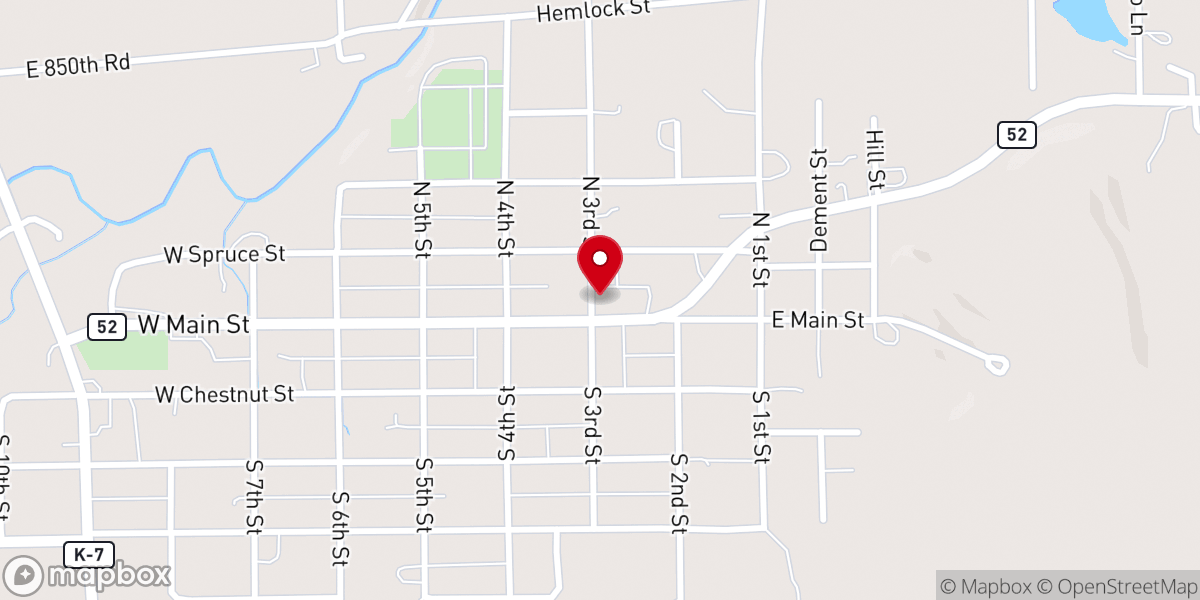 Map showing location of Lecompton United Methodist Church - Food Distribution Center