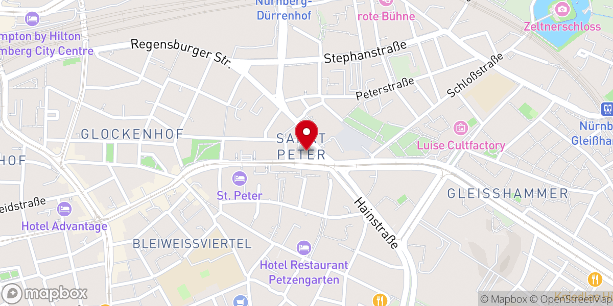 Map showing location of St. Peterskirche - Evangelisch-Lutherische Kirchengemeinde Nürnberg - St. Peter