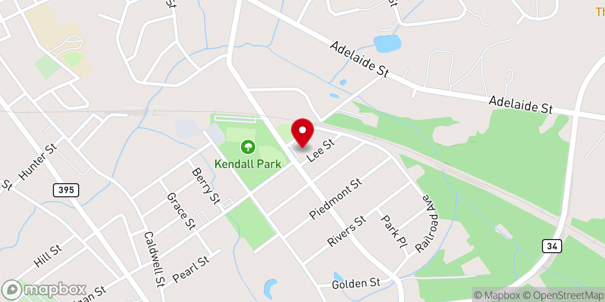 Map showing location of East Side Baptist Church