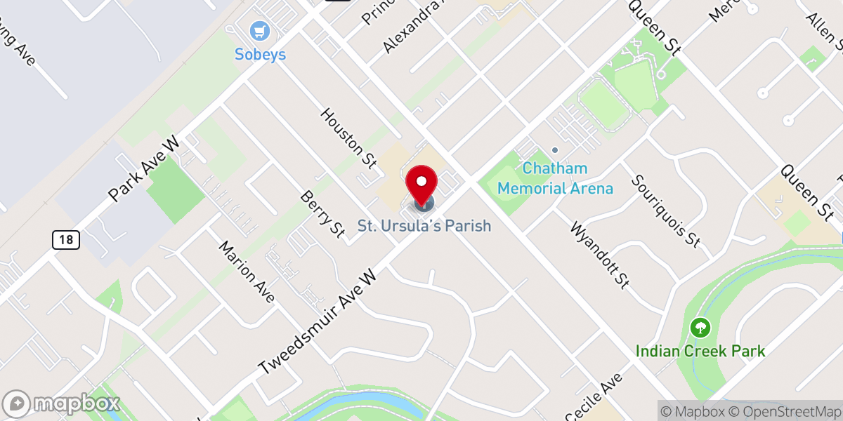 Map showing location of Chatham Catholic Family Of Parishes