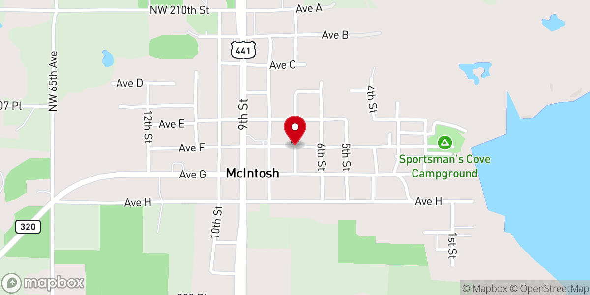 Map showing location of McIntosh Community Center