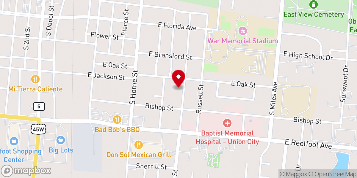 Map showing location of First United Pentecostal Church