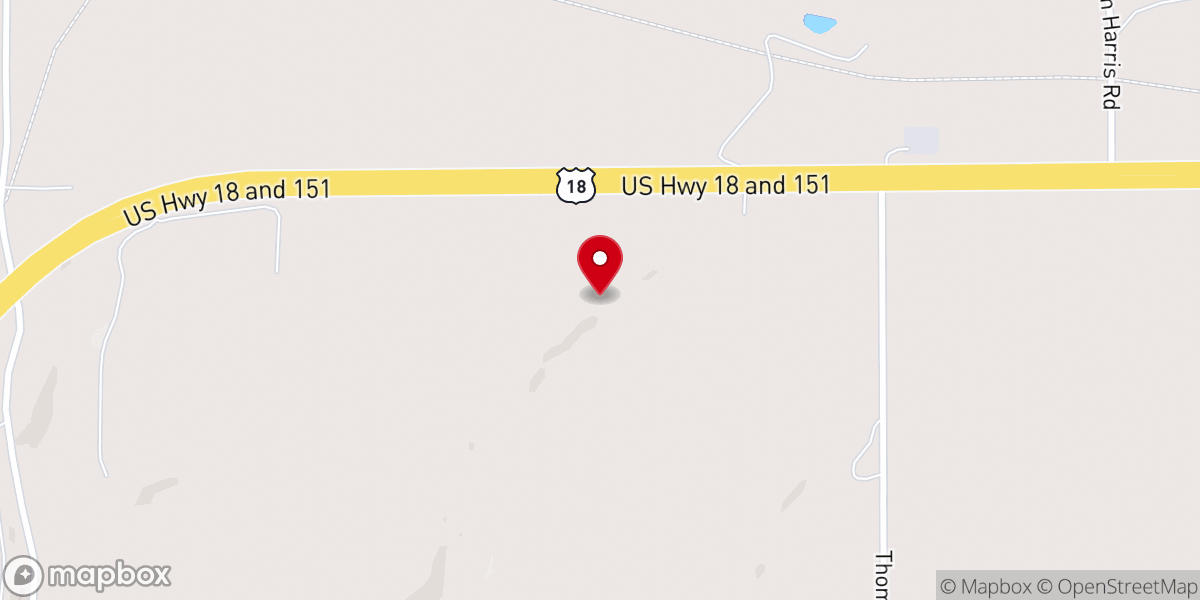 Map showing location of Saint Bernadette Catholic Parish, Ridgeway-Barneveld, Wis.