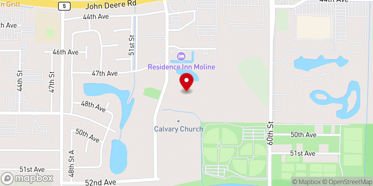 Map showing location of Calvary Church of the Quad Cities