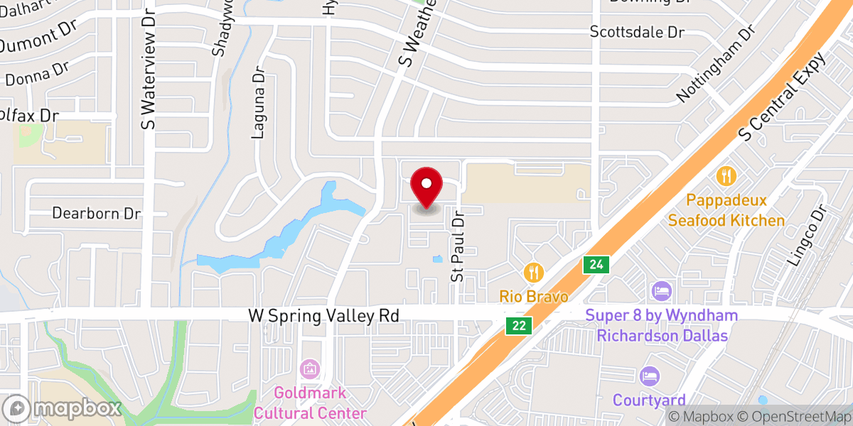Map showing location of St. Paul Catholic Church Parish Center
