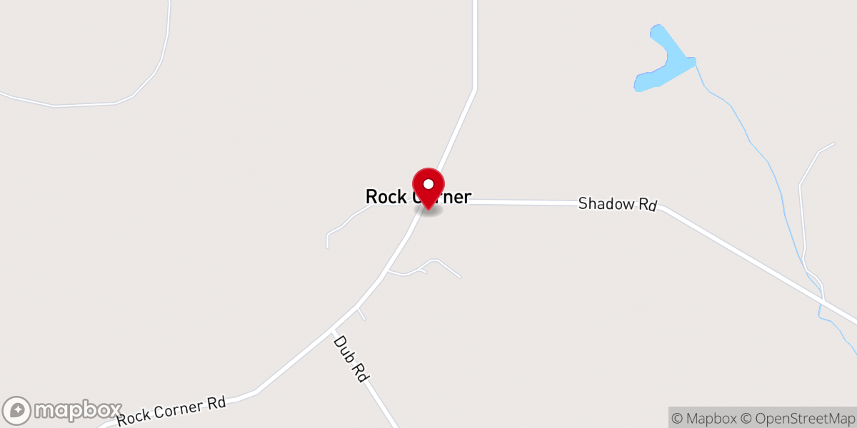 Map showing location of Rock Corner Baptist Church