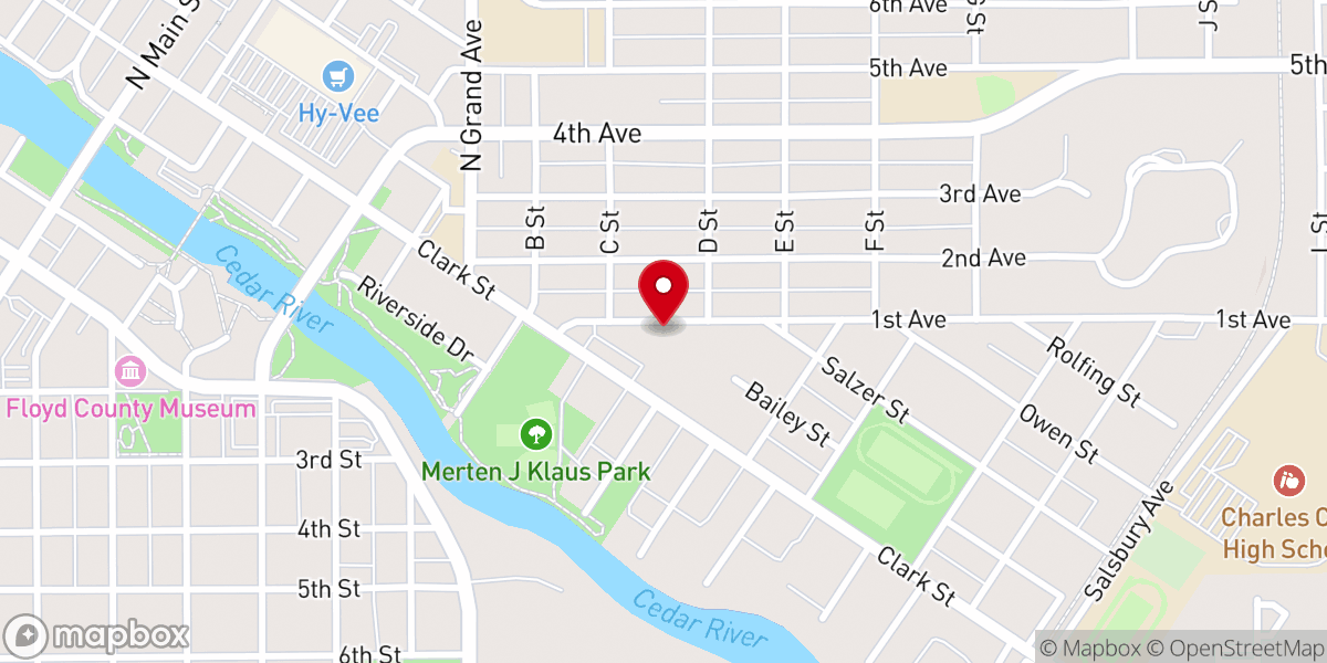 Map showing location of Cross Evangelical Lutheran Church