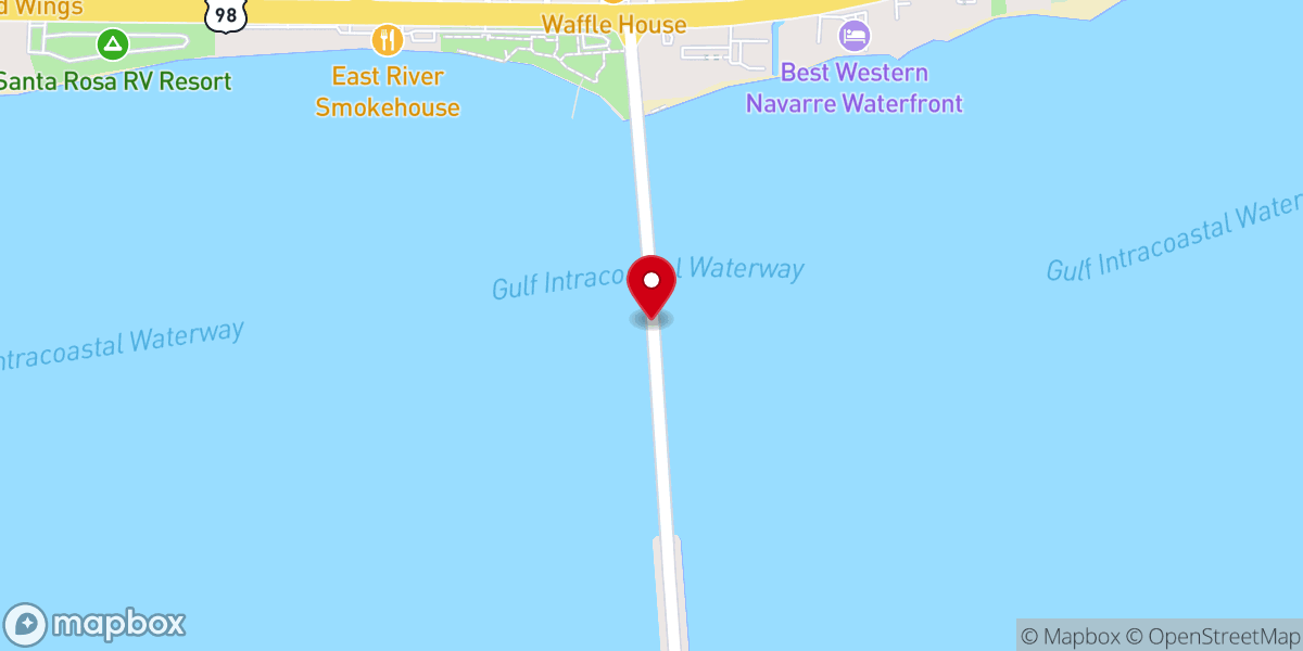 Map showing location of Navarre Beach Causeway