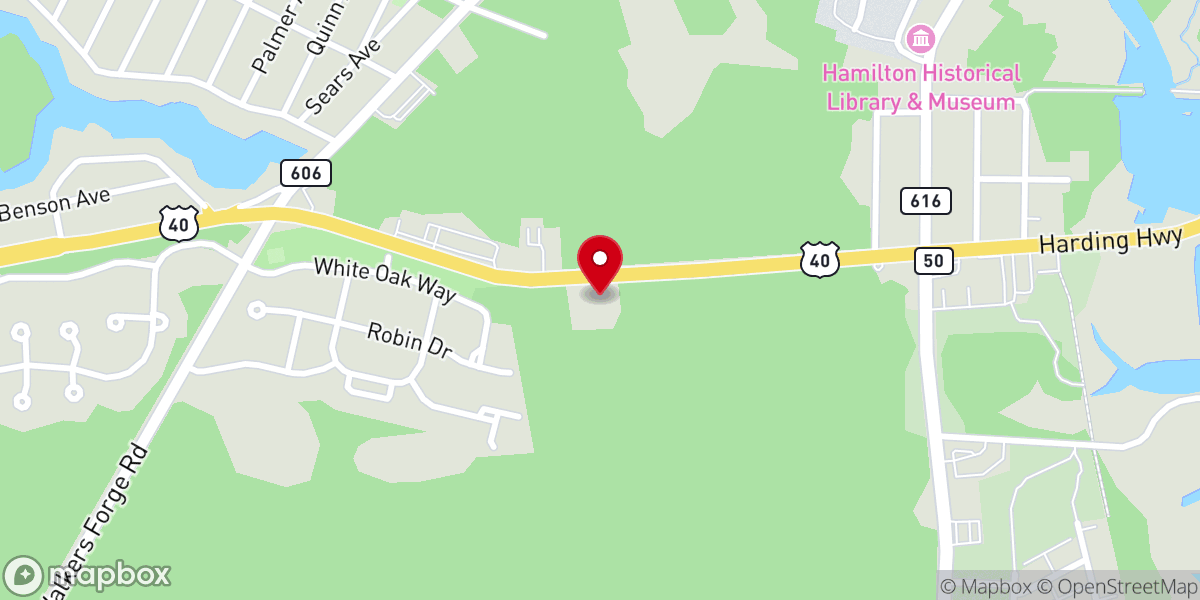 Map showing location of Mays Landing Baptist Church