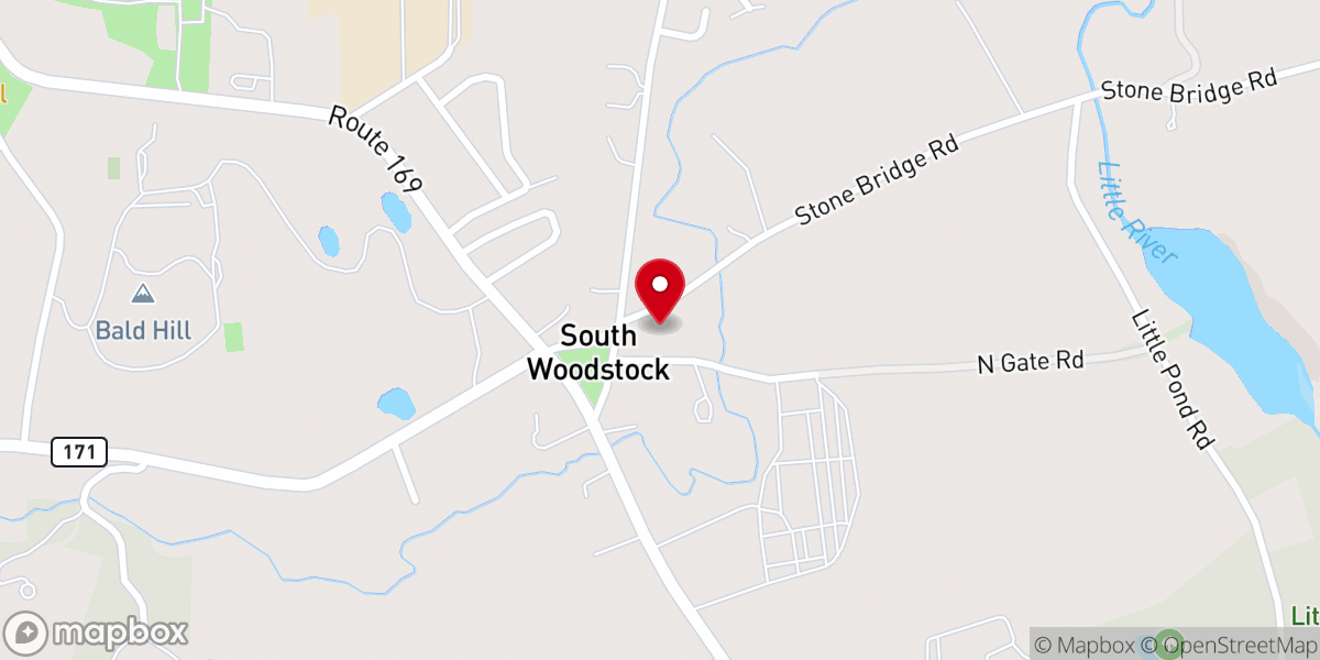 Map showing location of South Woodstock Baptist Church