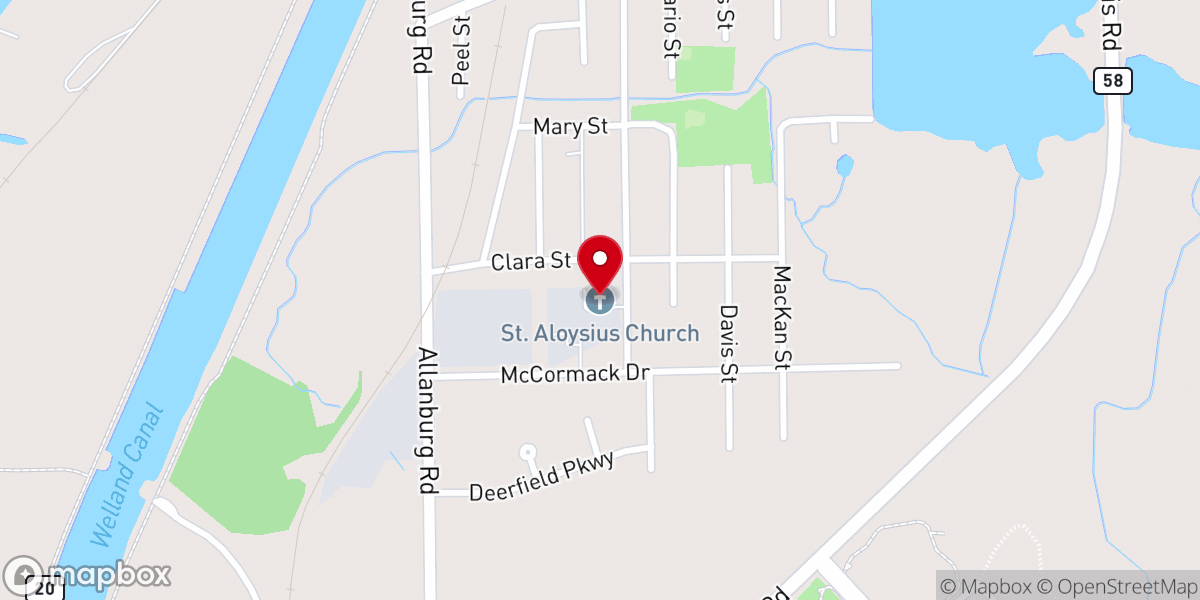 Map showing location of St. Aloysius Church