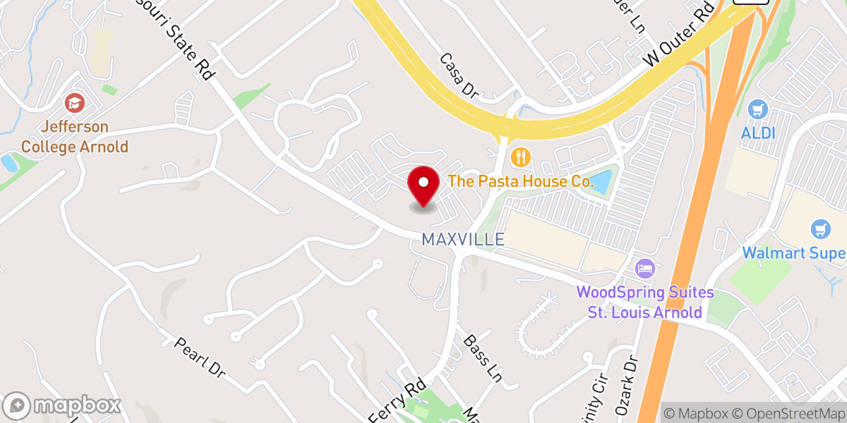 Map showing location of First Baptist Church of Arnold