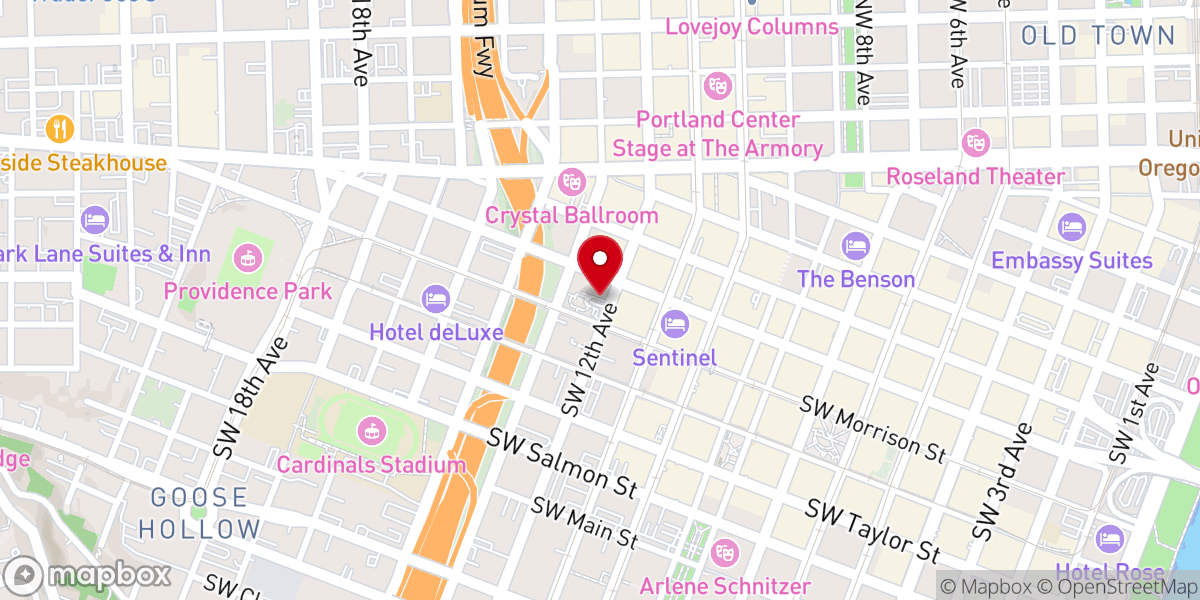 Map showing location of First Presbyterian Church of Portland
