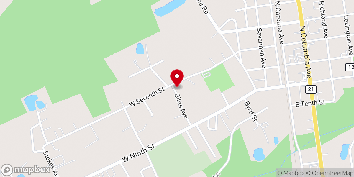 Map showing location of Bethel Chapel AME Church