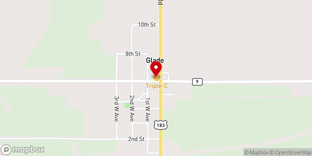 Map showing location of Triple C Cafe