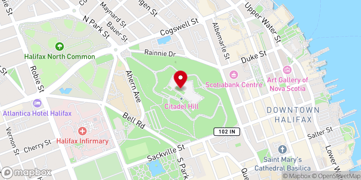 Map showing location of Army Museum Halifax Citadel