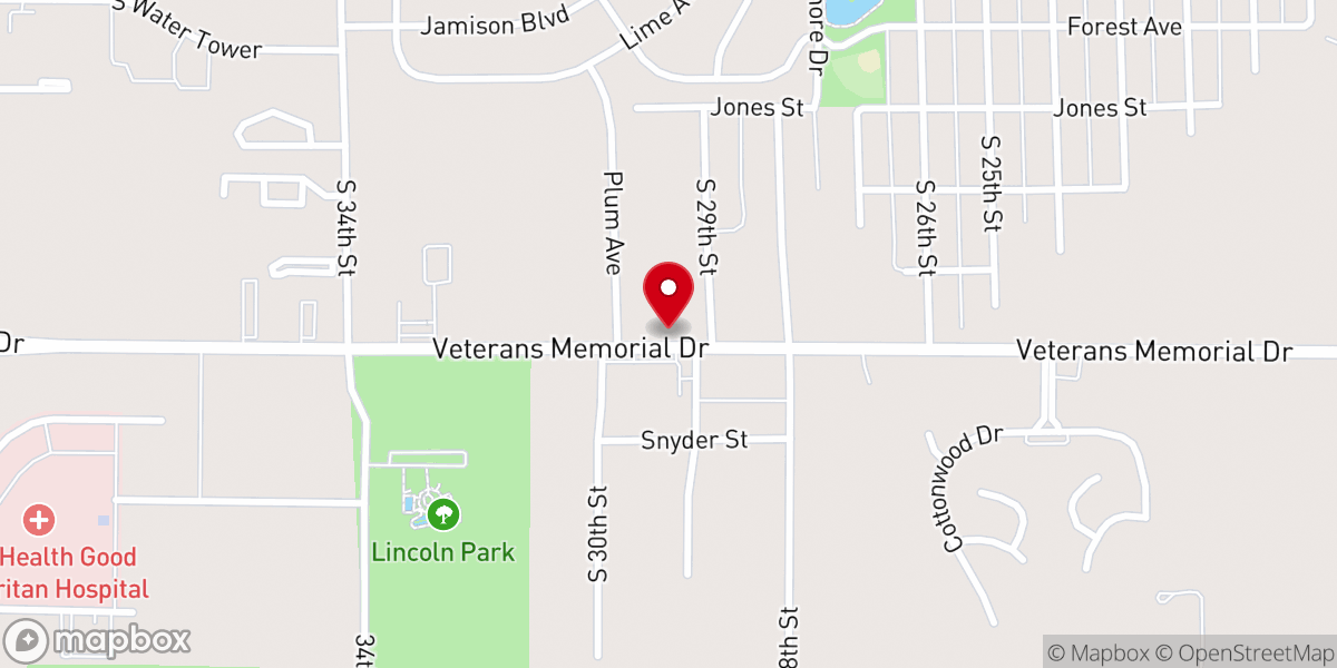 Map showing location of West Side Baptist Church