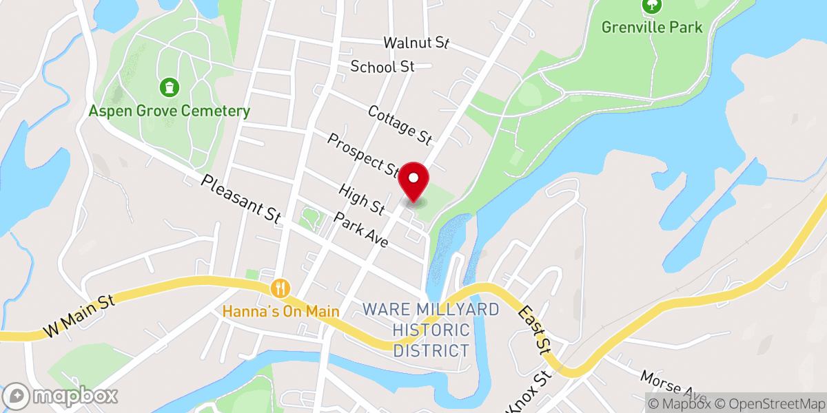 Map showing location of United Church of Ware
