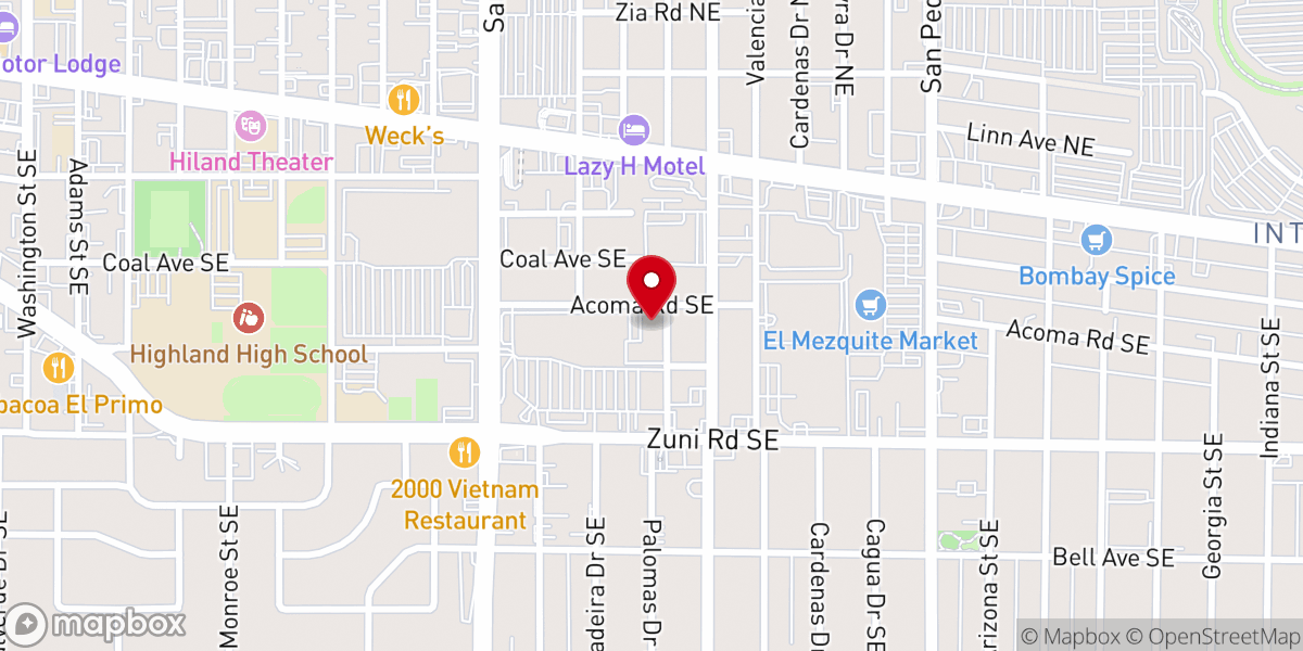 Map showing location of Highland Baptist Church