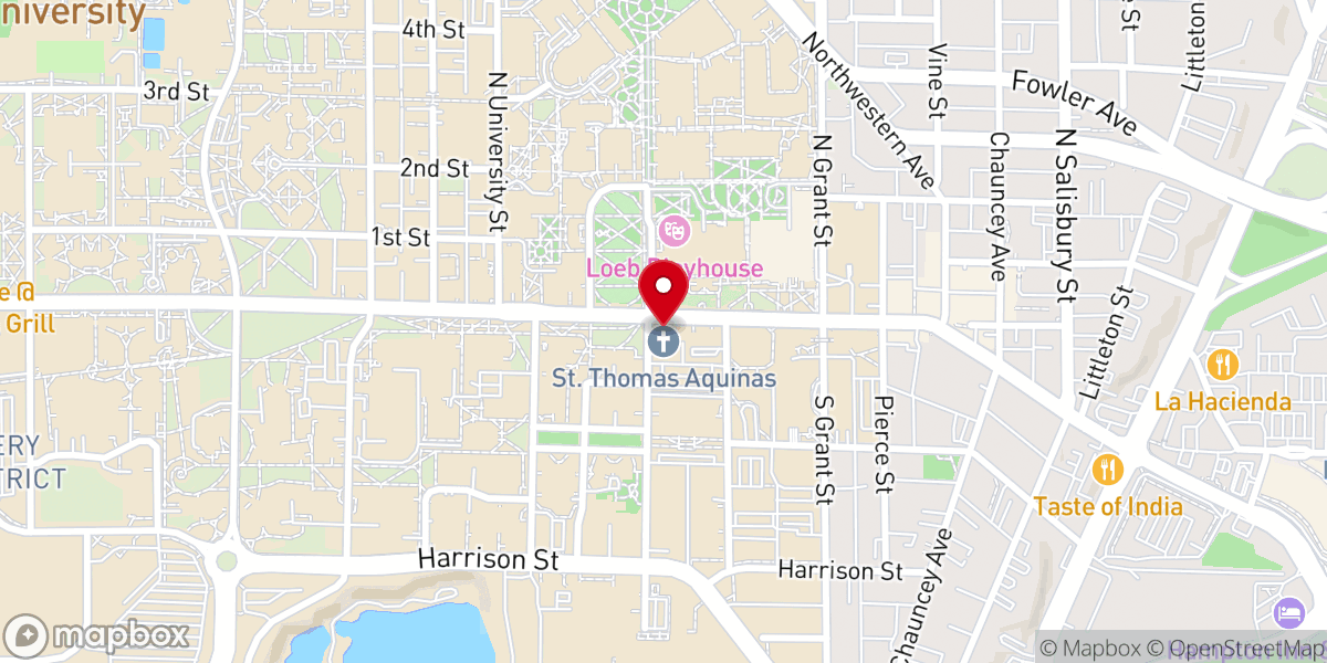 Map showing location of St. Thomas Aquinas Catholic Church