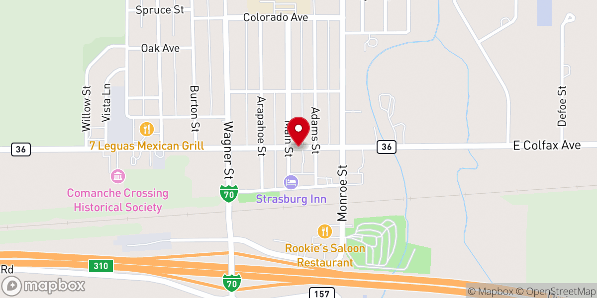 Map showing location of Strasburg