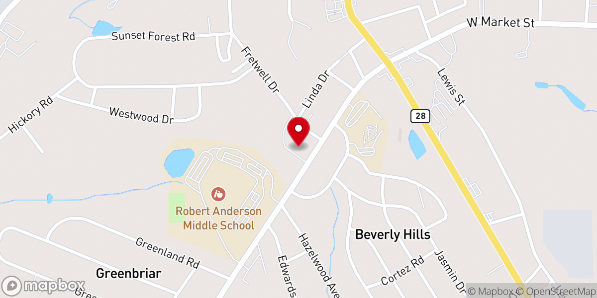 Map showing location of Victory Baptist Church