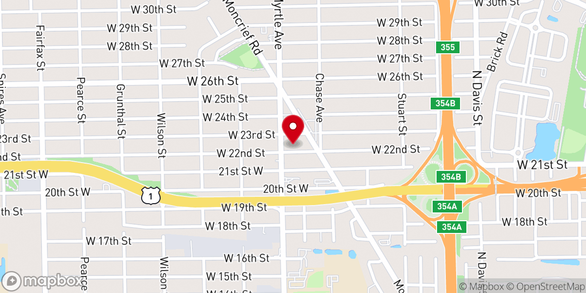 Map showing location of Antioch Pentecostal Church