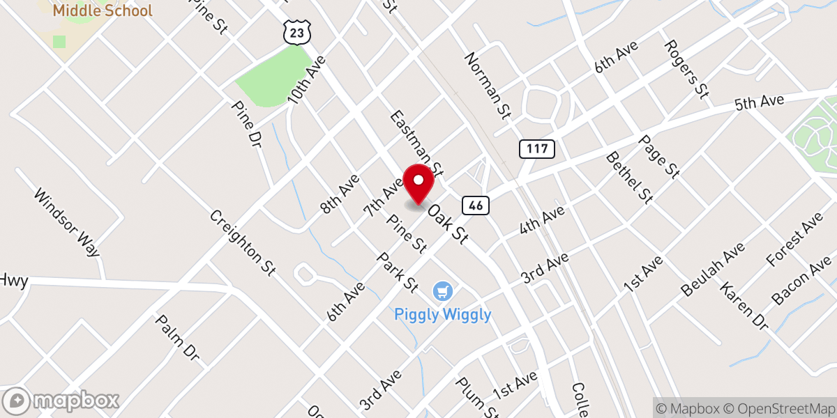 Map showing location of First Baptist Church