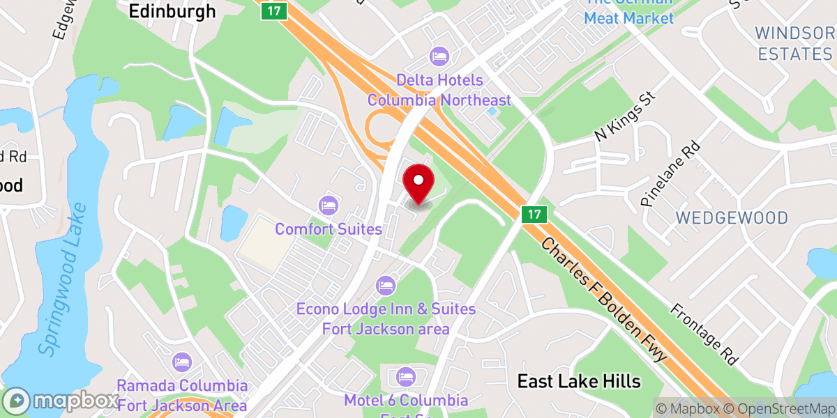 Map showing location of Jackson Creek Baptist Church