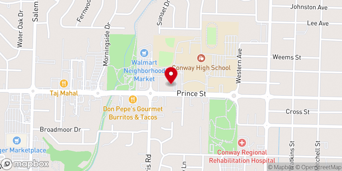 Map showing location of First Presbyterian Church Parking Area