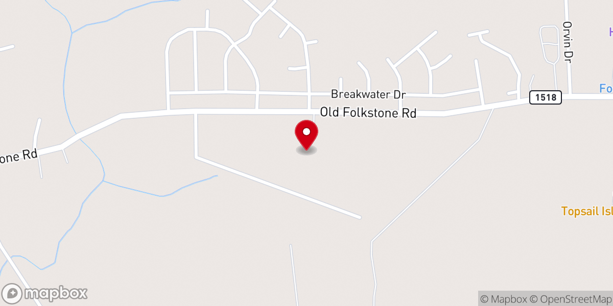 Map showing location of North Topsail Shores Baptist Church