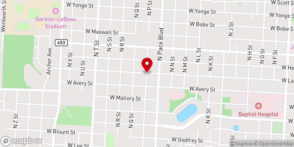 Map showing location of Jordan Street Assembly of God Church