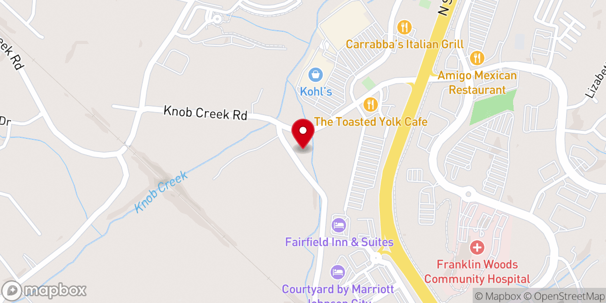 Map showing location of Knob Creek Church