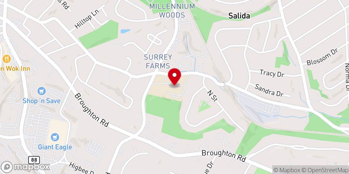 Map showing location of Our Lady of Hope Parish - St Germaine Church