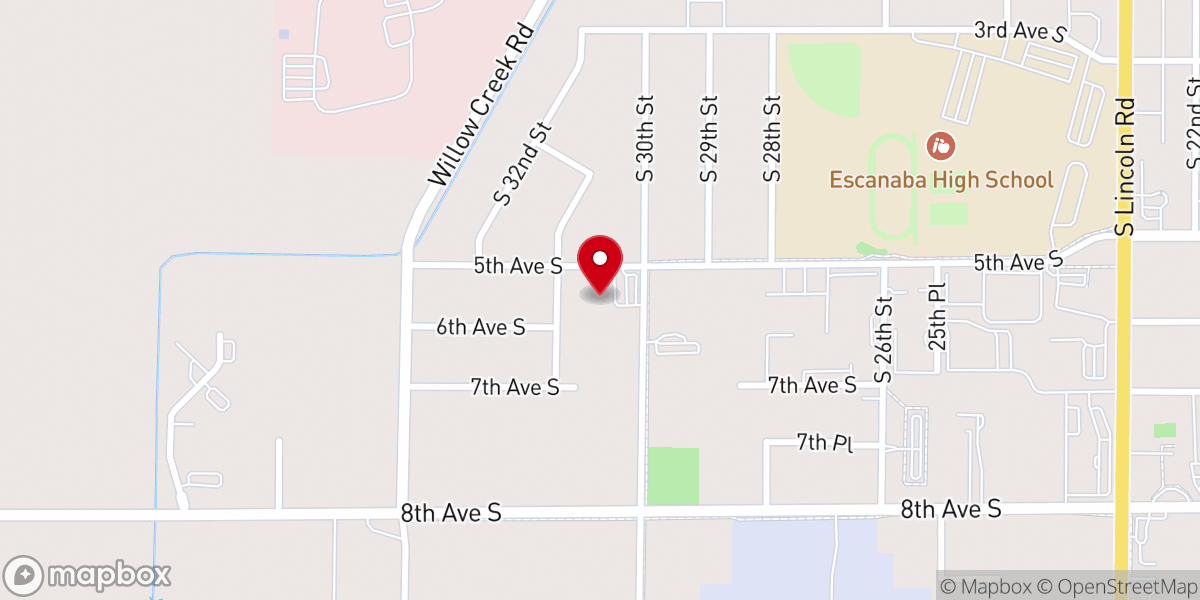Map showing location of The Salvation Army of Escanaba