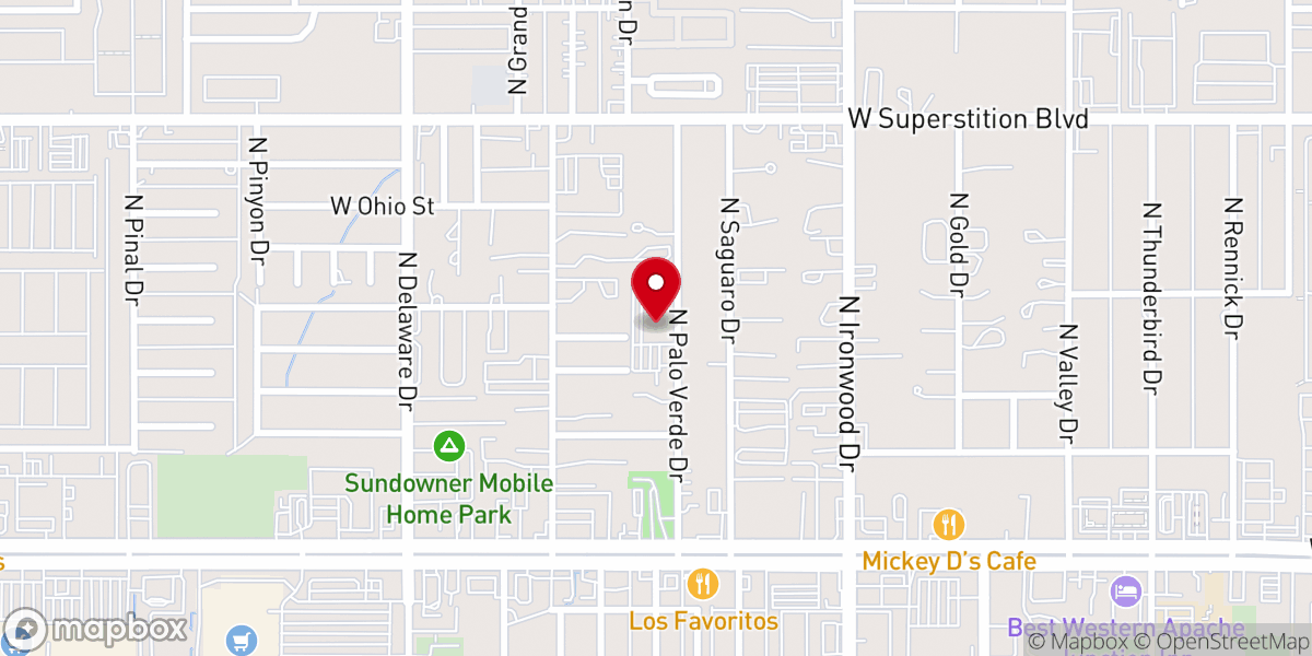 Map showing location of Desert Chapel United Methodist Church