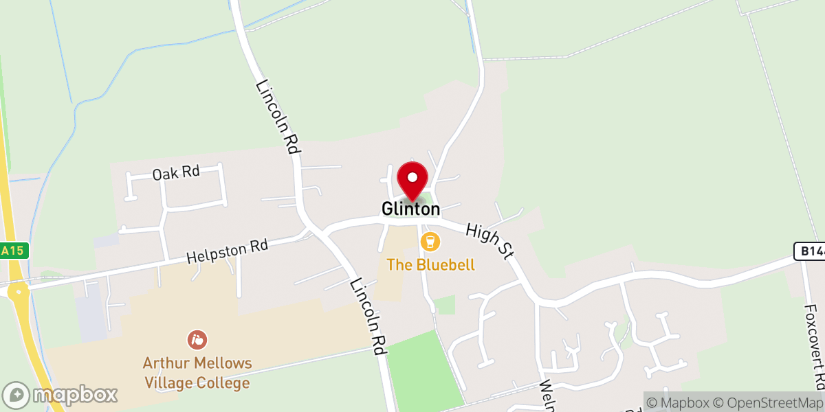 Map showing location of St. Benedict's Church, Glinton