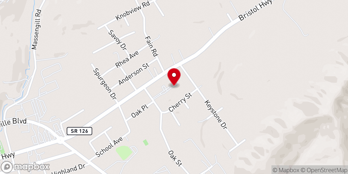 Map showing location of Charity Baptist Church