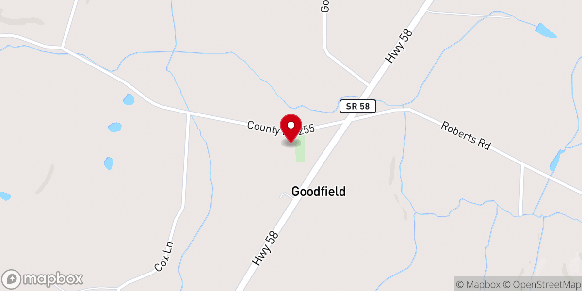 Map showing location of Bethsadia Baptist Church