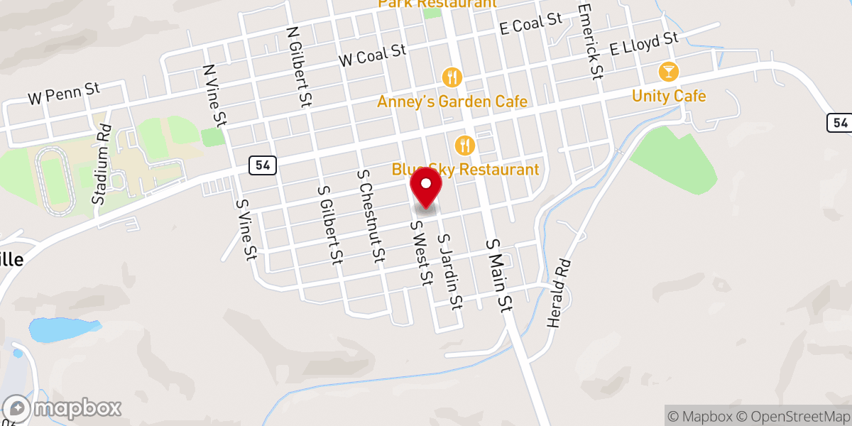 Map showing location of St. John's Evangelical Lutheran Church