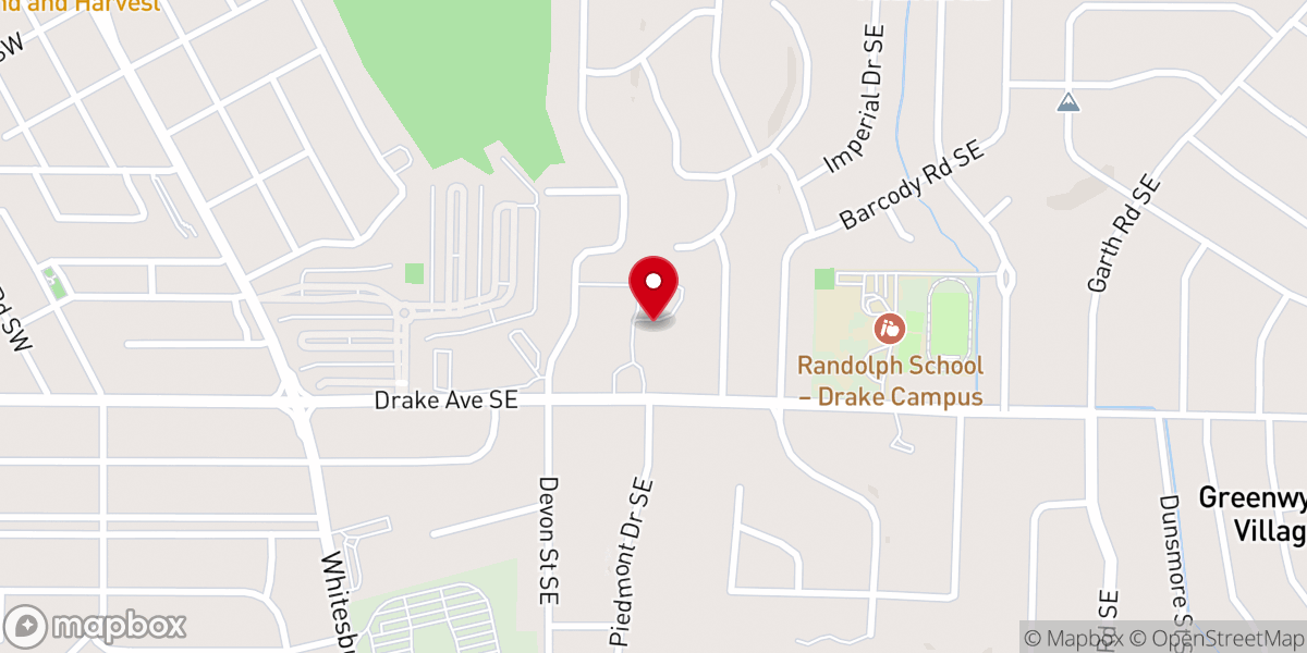 Map showing location of Calvary Bible Church Huntsville